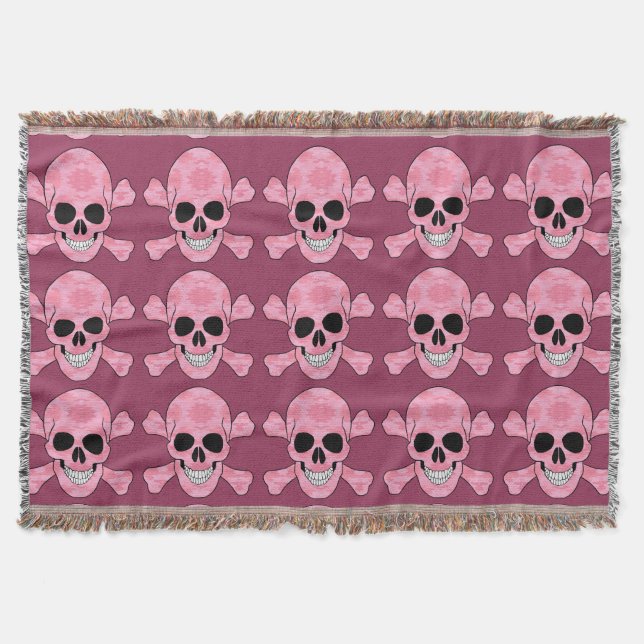 Manta Calavera De Camuflaje Rosa Y Masa De Los Huesos (Anverso)