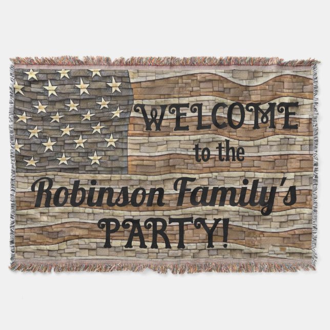 Manta Caligrafía de pared de piedra de bandera de Estado (Anverso)