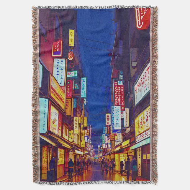 Manta Calle de ciudad japonesa de noche (Frente vertical)