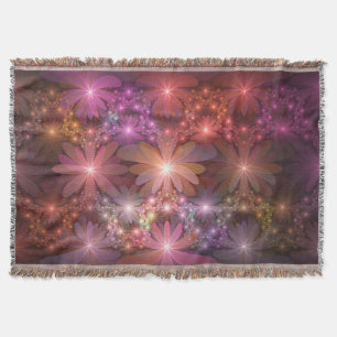 Manta Cama De Flores Colorido Brillante Arte Fractal Abs