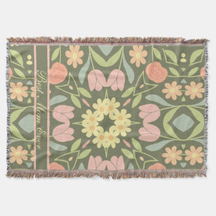 Manta Cama de hilados florales de Boho personalizada