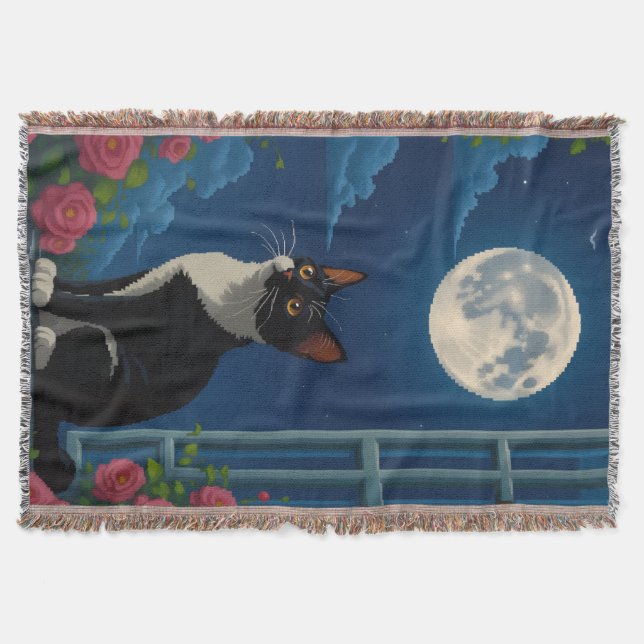 Manta Cama de lanzamiento de gatos y luna (Anverso)