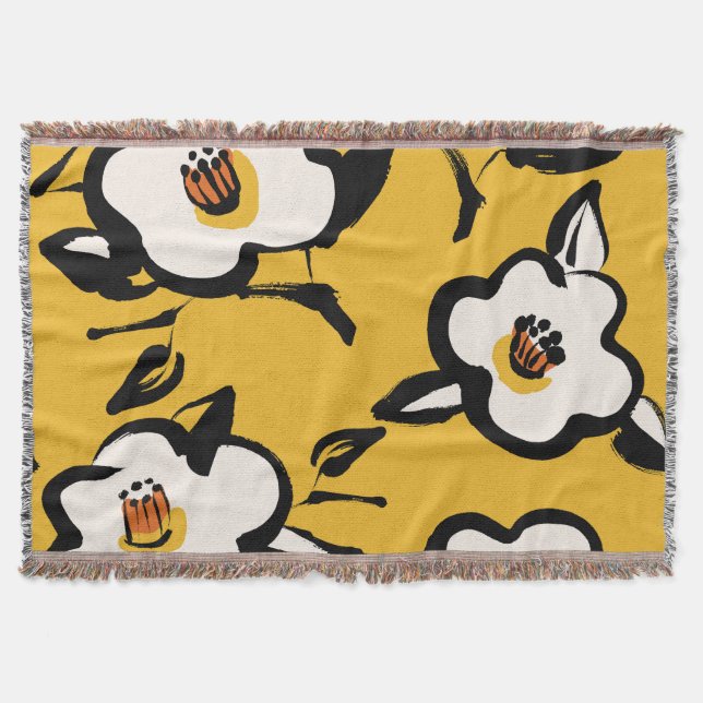 Manta Camellia amarilla, cosmética floral de cosmética. (Anverso)