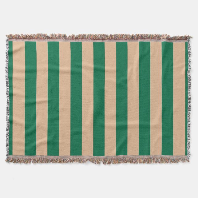Manta Camello beige y raya verde clásico (Anverso)