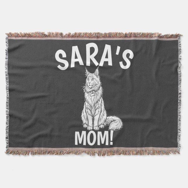 Manta Camiseta de Mamá Gata, Personalizar, Maine Coon, G (Anverso)