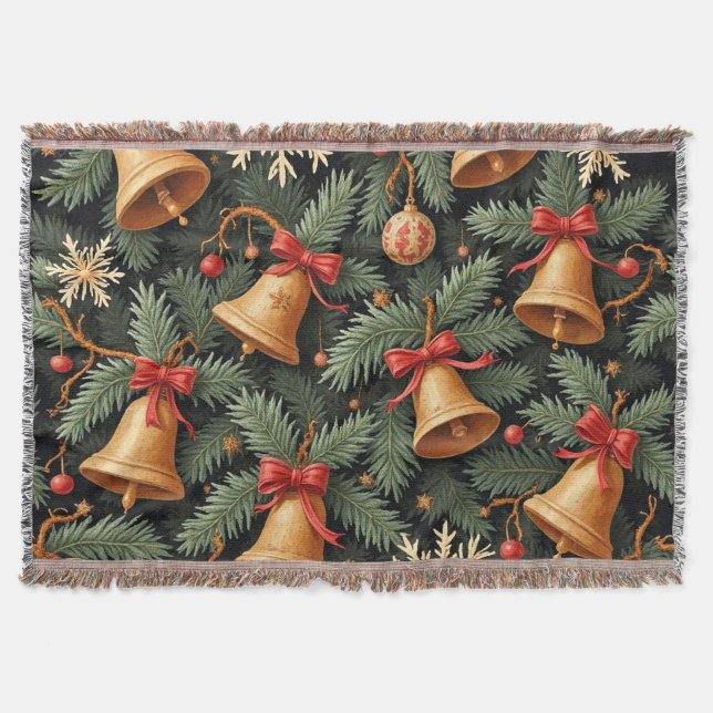 Manta Campanas de Fiesta, Patrón Decorativo de Navidad, (Anverso)