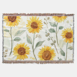 Manta Campo de Girasoles Pintura Acuarela Floral Amarill