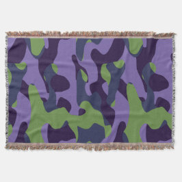 Manta Camuflaje abstracto verde morado y azul