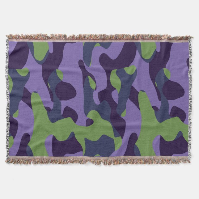 Manta Camuflaje abstracto verde morado y azul (Anverso)