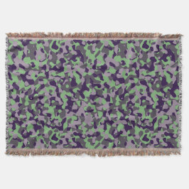 Manta camuflaje abstracto verde y violeta desteñido