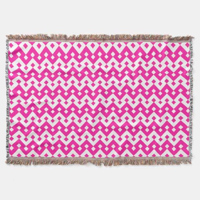 Manta Candy Girlie Chevrons rosa y blanco lanza una mant (Anverso)
