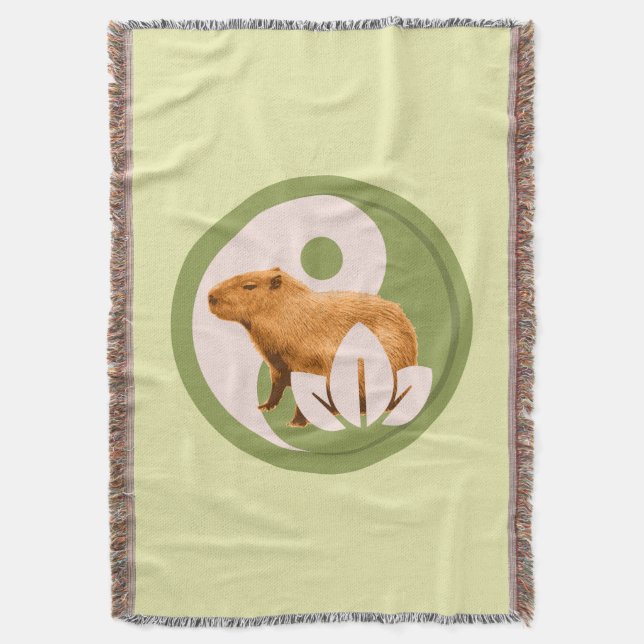 Manta Capybara Zen Yin Yang Naturaleza Pacífica (Frente vertical)