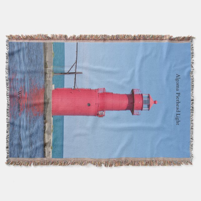 Manta Cara tejida con Algoma Pierhead Light (Anverso)