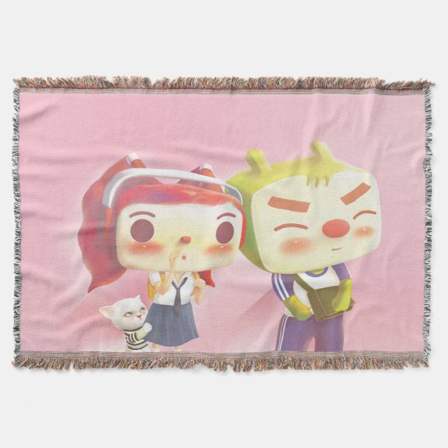 Manta Caracteres caprichosos con gato (Anverso)