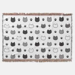 Manta Caras de gato blanco y negro