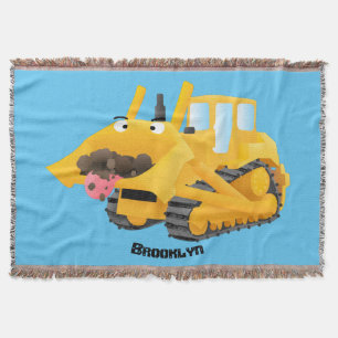 Manta Caricatura graciosa amarilla con bulldozer