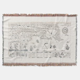 Manta Carta Francesa Canadá (Quebec) por Champlain 1612