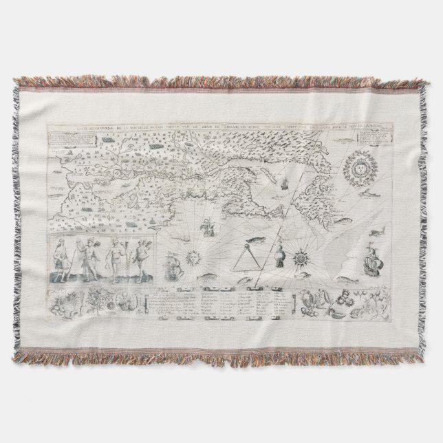 Manta Carta Francesa Canadá (Quebec) por Champlain 1612 (Anverso)