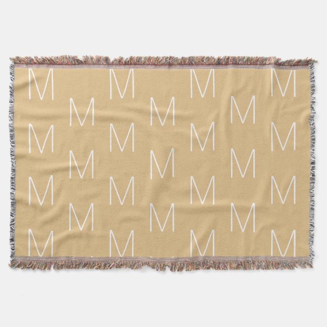 Manta Carta inicial monogramada de camel khaki personali (Anverso)