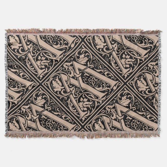 Manta Carta W Monograma medieval Art Nouveau (Anverso)