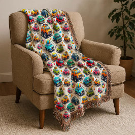 Manta Cartoon Cars Colorful Kids Nursery Throw Blanket