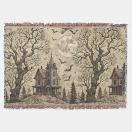 Manta Casa de época y luna llena