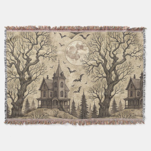 Manta Casa de época y luna llena (Anverso)