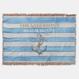 Manta Casa de playa de la familia Rusood Nautical Stripe