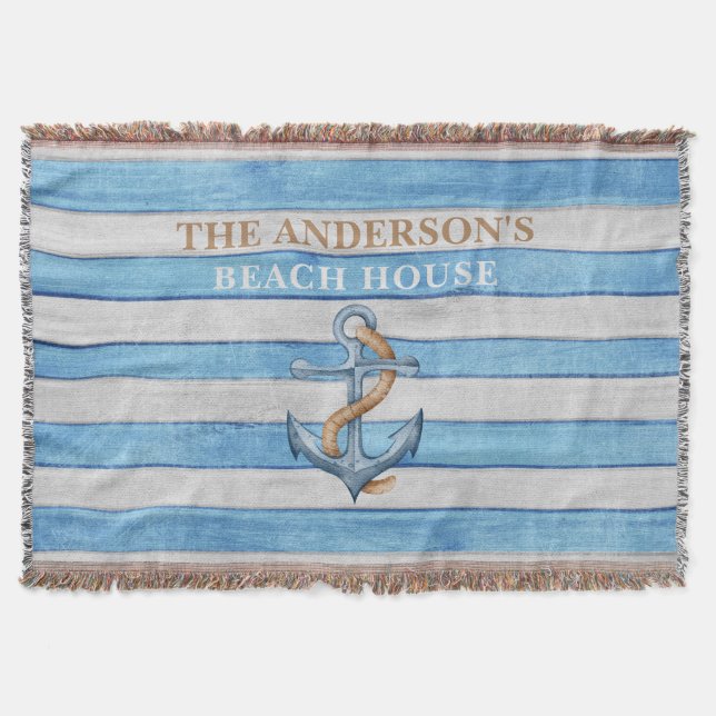 Manta Casa de playa de la familia Rusood Nautical Stripe (Anverso)
