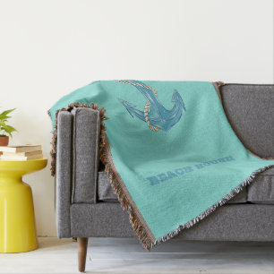 Manta Casa de playa náutica, Anchor, Rope, Mint Green