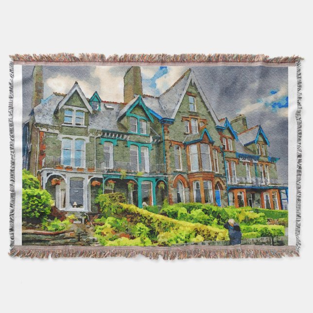 Manta Casa victoriana en Keswick pintada con acuarela (Anverso)