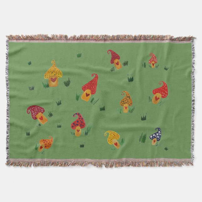 Manta Casas de hongos Throw Blanket (Anverso)