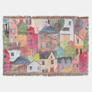 Manta Casas Resumen: Acuarela De Fondo Inalámbrico.