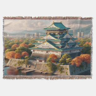 Manta Castillo de Osaka paisaje de Japón viaje vintage