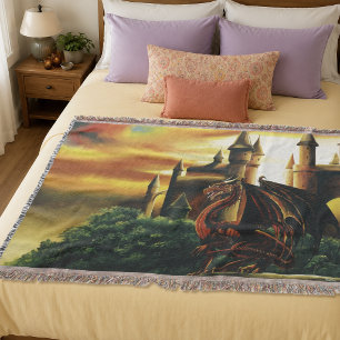 Manta Castillo del Dragón de la Fantasía del Atardecer R