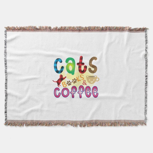 Manta Cat Art Cats Libros Café (Anverso)