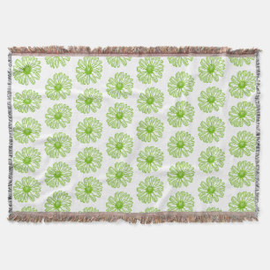 Manta Chartreuse Green Daisy Print, Hippie Flower Print