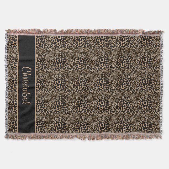 Manta Cheetah Print Spots Black & Tan Custom Name (Anverso)