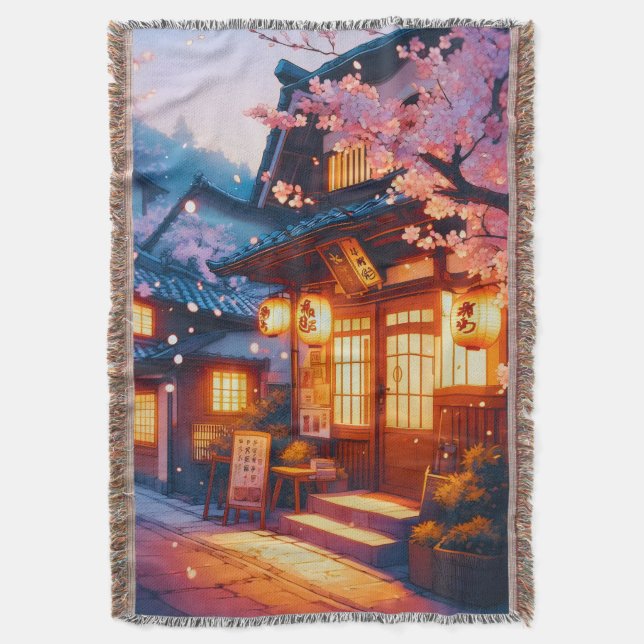 Manta Cherry Blossom Night in Old Japan (Frente vertical)