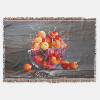 Manta Cherry Still Life in Glass Stretched Canvas Print