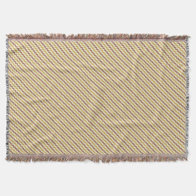 Manta Chevron amarillo ocre natural verde pálido y marró (Anverso)