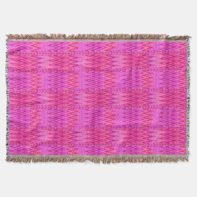 Manta Chevron Damask, morado y rosa fuchsia (Anverso)