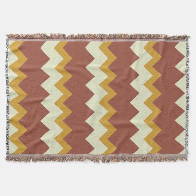 Manta Chevron zigzag diseño oro verde natural (Anverso)