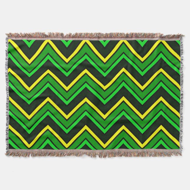 Manta Chevron zigzag verde, negro y amarillo (Anverso)