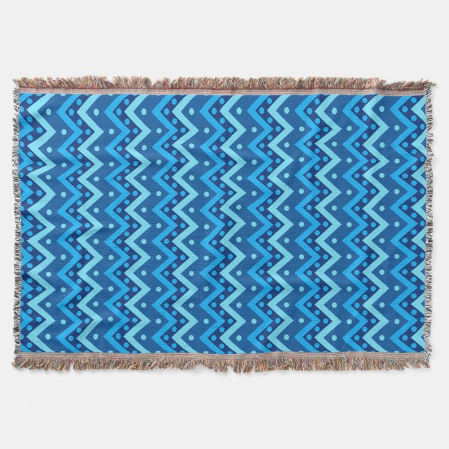 Manta Chevrons y puntos - tonos azules (Anverso)