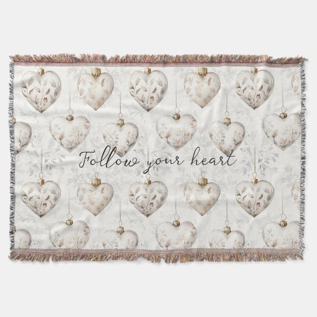 Manta Chic Cream Grey Hearts Ornaments   (Anverso)