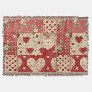 Manta Chic Patchwork de la cosecha de bonito roja de Sha