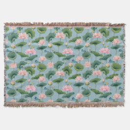 Manta Chinoiserie Lotus Pond y Dragonfly Throw Blanket