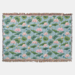 Manta Chinoiserie Lotus Pond y Dragonfly Throw Blanket