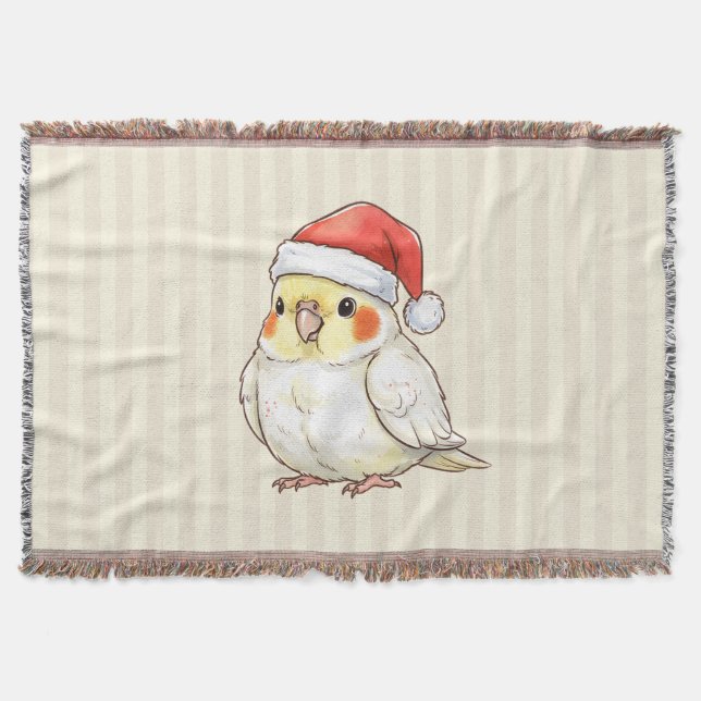 Manta Christmas Cockatiel Wearing Santa Hat (Anverso)